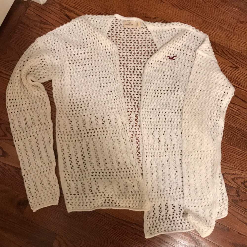 Hollister white knit cardigan
